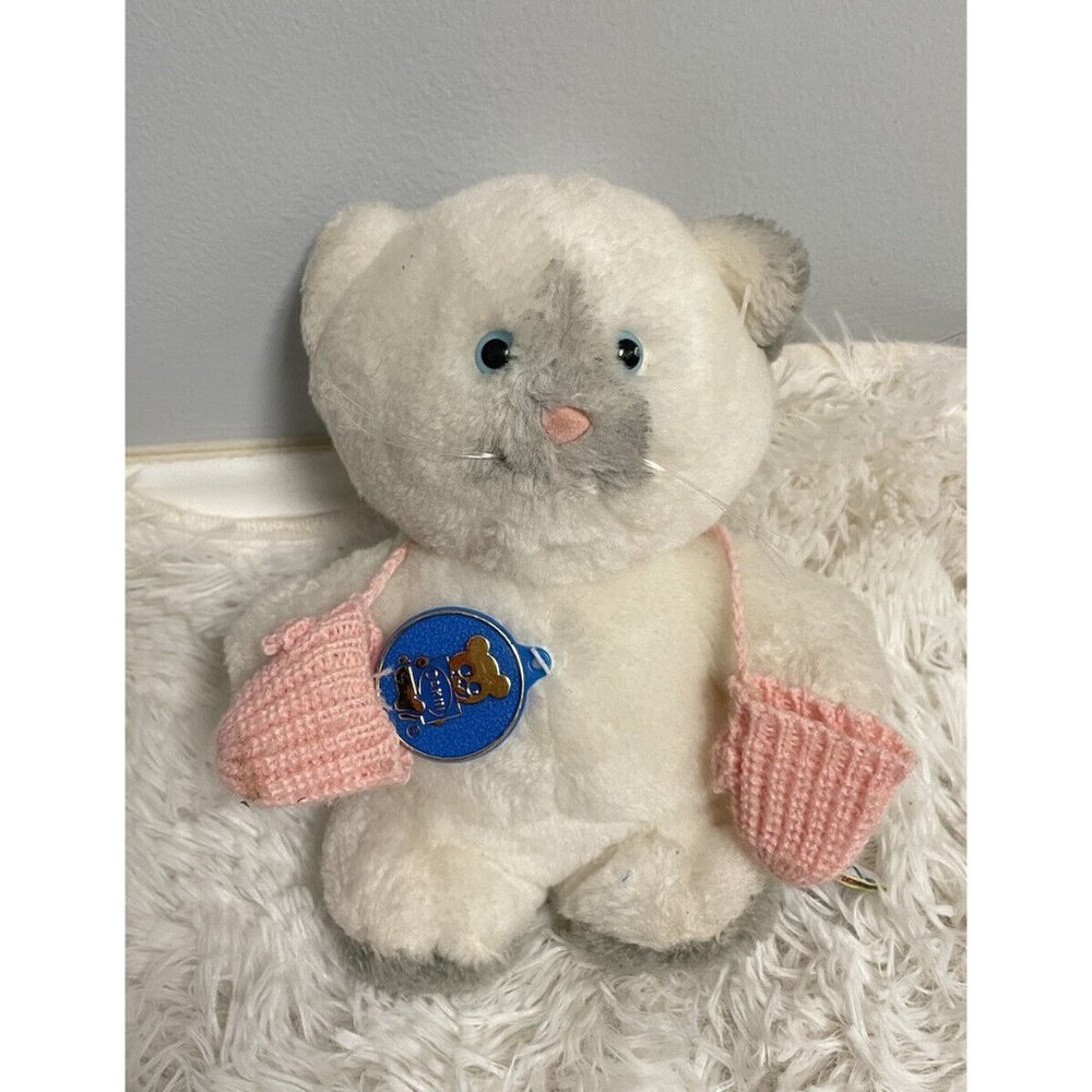 Dakin Bintage Cat Plush White with Mittens Small
